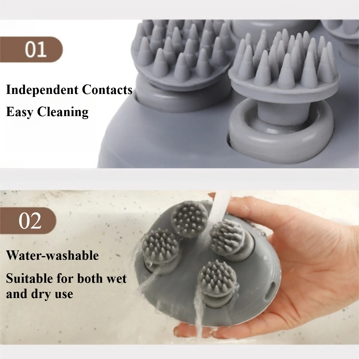 Masajeador eléctrico para mascotas y masajeador de cuero cabelludo, 4 cabezales de amasado para masaje de tejido profundo, 3 modos, dispositivo portátil de mano