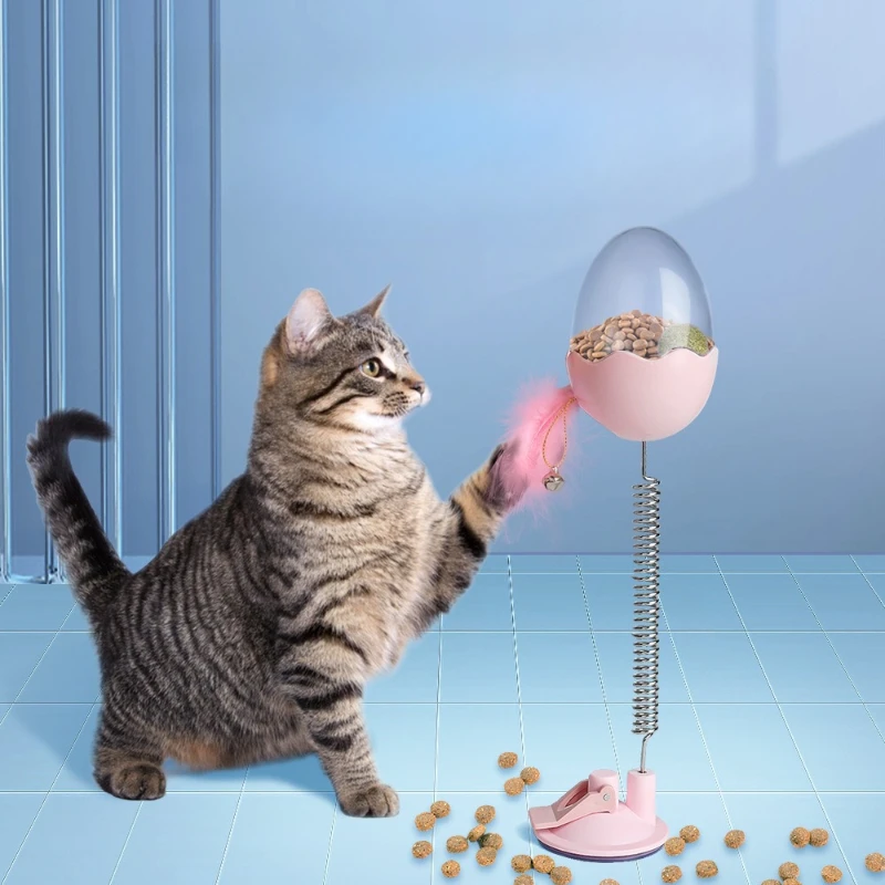 Alimentador para mascotas, juguete para gatos, ratón, dispensador de fugas rodante de comida, cuenco, campana, pluma, juguete interactivo para gatitos, accesorios de entrenamiento para gatos - imagen 3