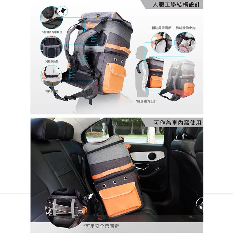 Bolsa para mascotas Mochila doble para gatos y perros Bolsa portátil para salir de gatos y perros Productos para mascotas - imagen 3