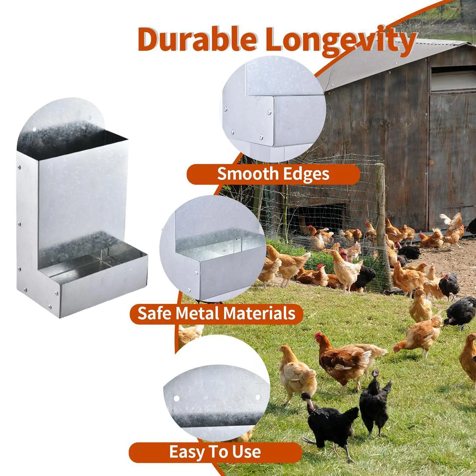 Automatic Chicken Feeder Poultry Feeding Coop Dispenser for Geese Hen Pigeon