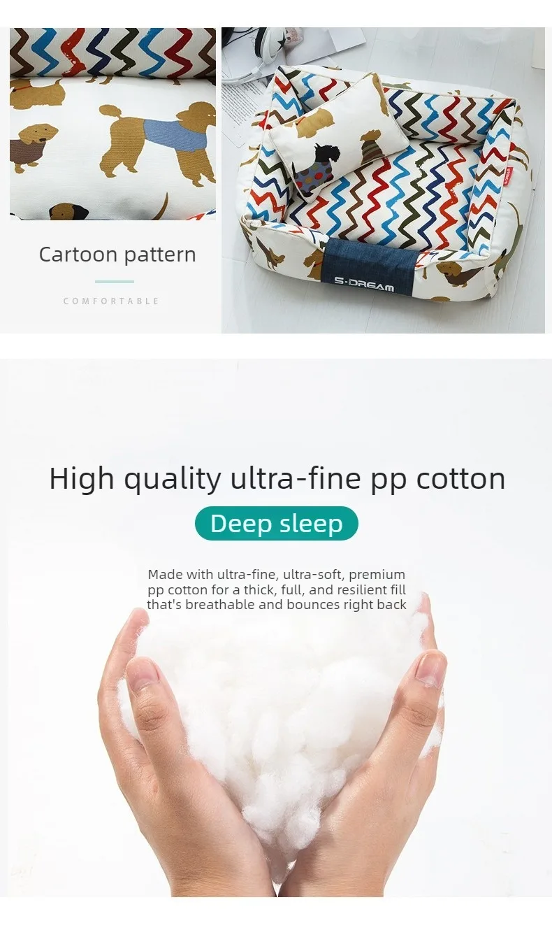 Cama de lujo para mascotas desarmada mostrando su estructura