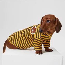 Camiseta térmica a rayas manga larga para perro salchicha