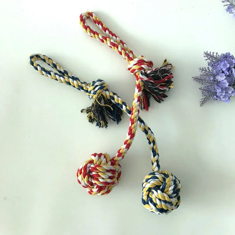 สัตว์เลี้ยงสุนัขเชือกของเล่นสุนัขขนาดใหญ่ Chew ฟันทําความสะอาดของเล่นเชือกฝ้ายถักพร้อมเชือกจับสุนัขของเล่นสุนัขเล่นของเล่น