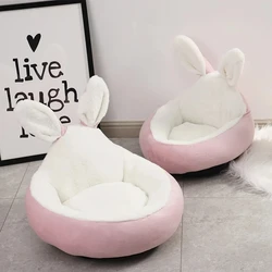 Cama con orejitas suave y acogedora para perros y gatos