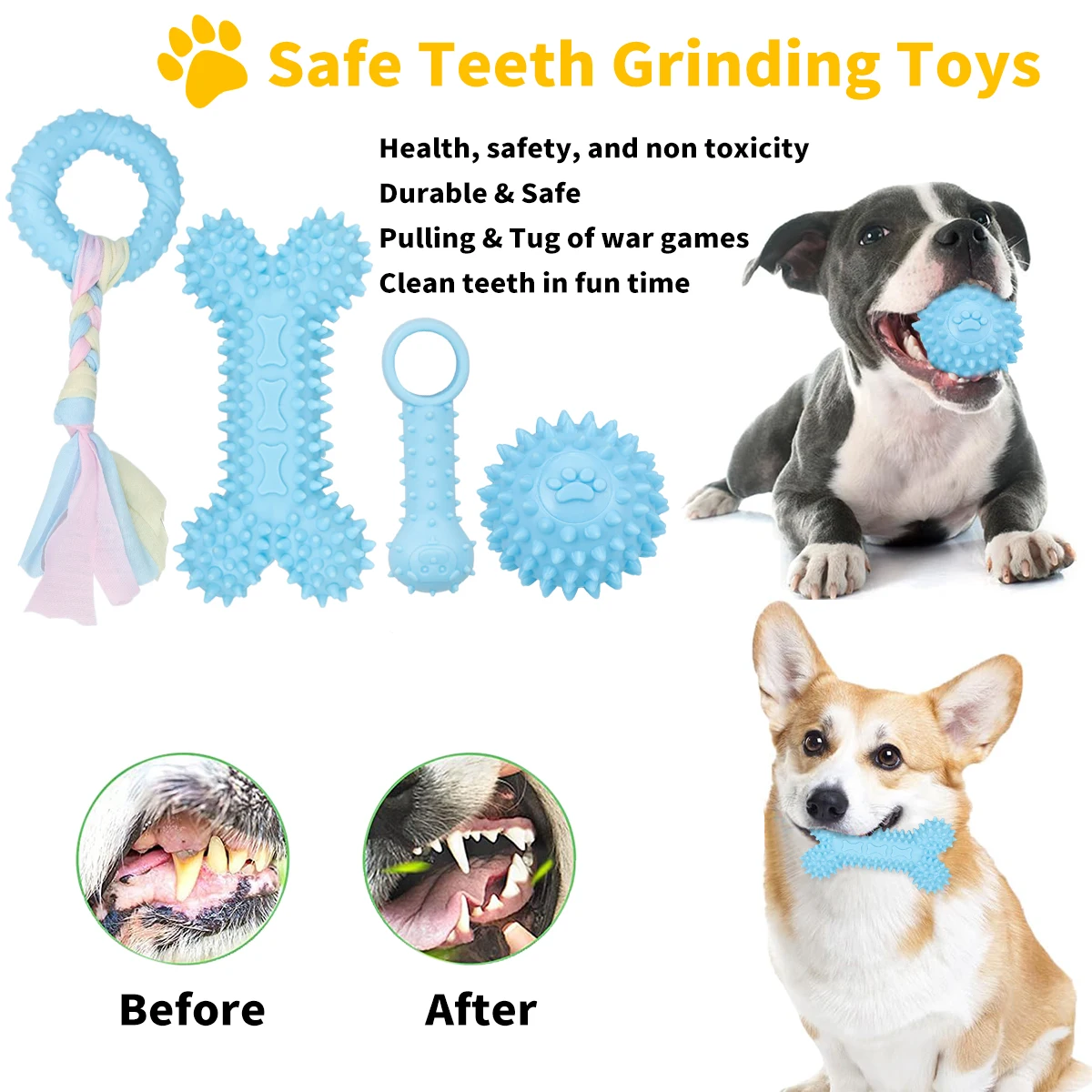 Juego de 5 piezas de juguetes para perros, huesos de dentición para mascotas, juguetes para gatos y perros, serie rosa, lindos juguetes de peluche para perros - imagen 2
