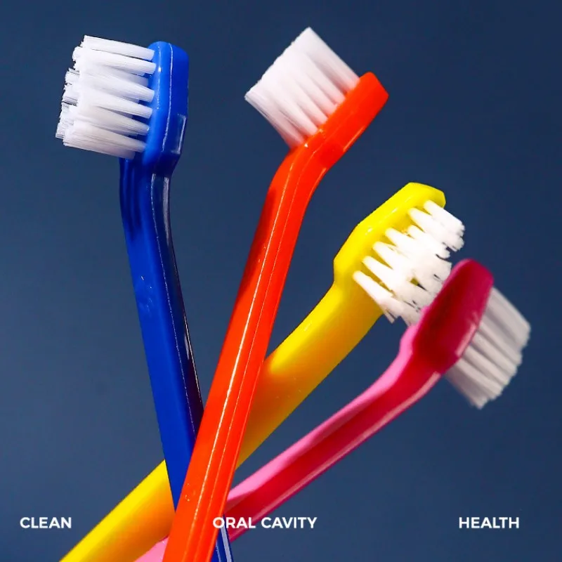 Cepillo de dientes de doble cabeza para gatos, limpieza bucal, pelo suave, mango largo, accesorios para mascotas - imagen 3