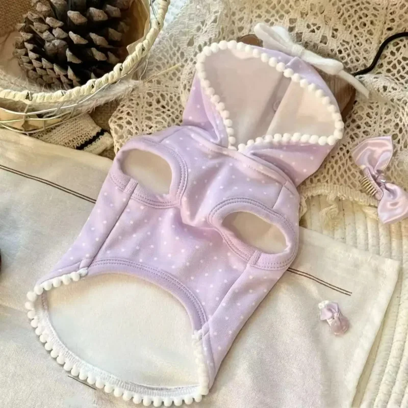 Otoño Invierno cálido suave Sudadera con capucha con lazo para mascotas-ropa linda y Adorable para cachorros y gatitos para perros pequeños Teddy Schnauzer uso diario - imagen 2