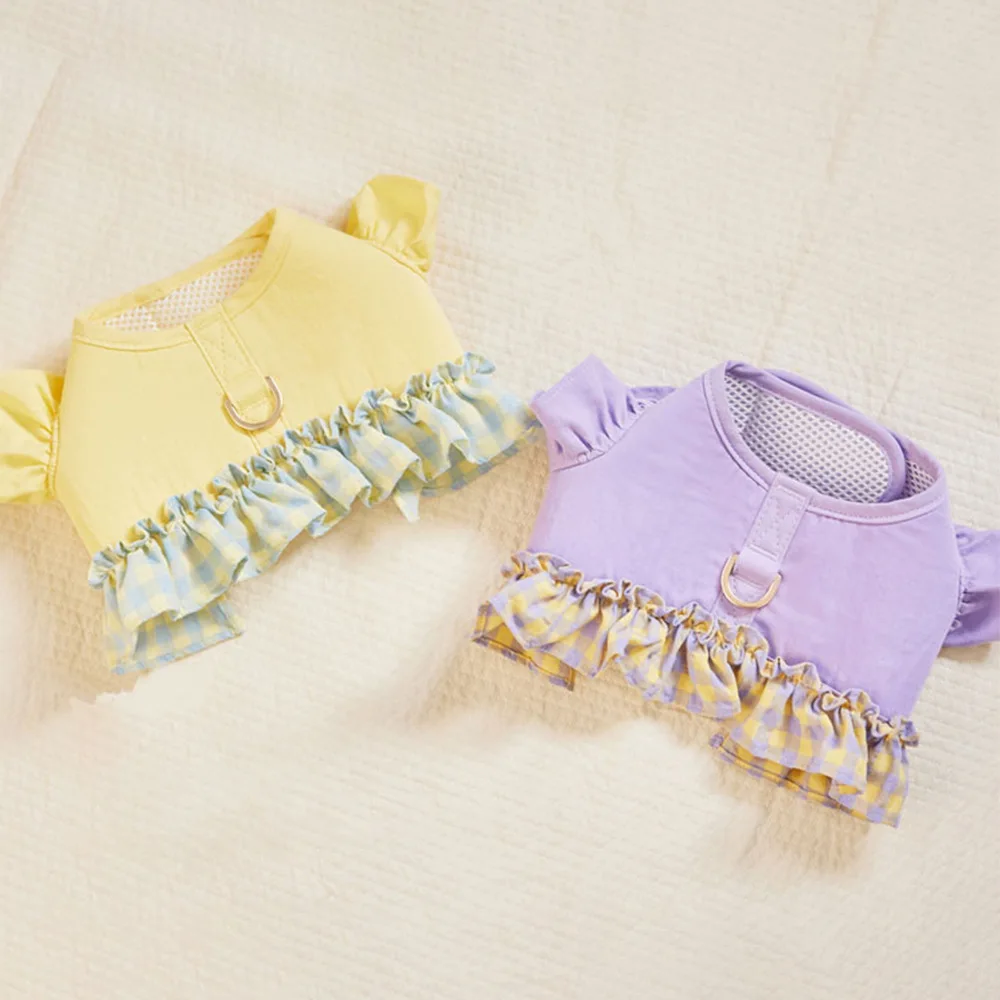 Cuerda de tracción de contraste de Color para perro, Chaleco corto de encaje para perros pequeños, suministros para mascotas, arnés para perros - imagen 5