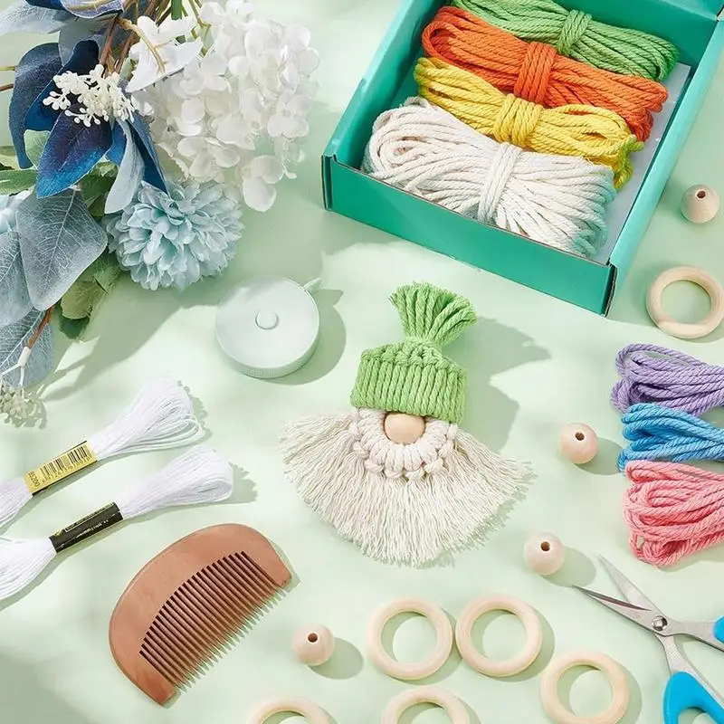 Kit de gnomos de macramé de Navidad, manualidades artísticas para árbol de Navidad, espejos de coche, puertas, ambiente navideño - imagen 3