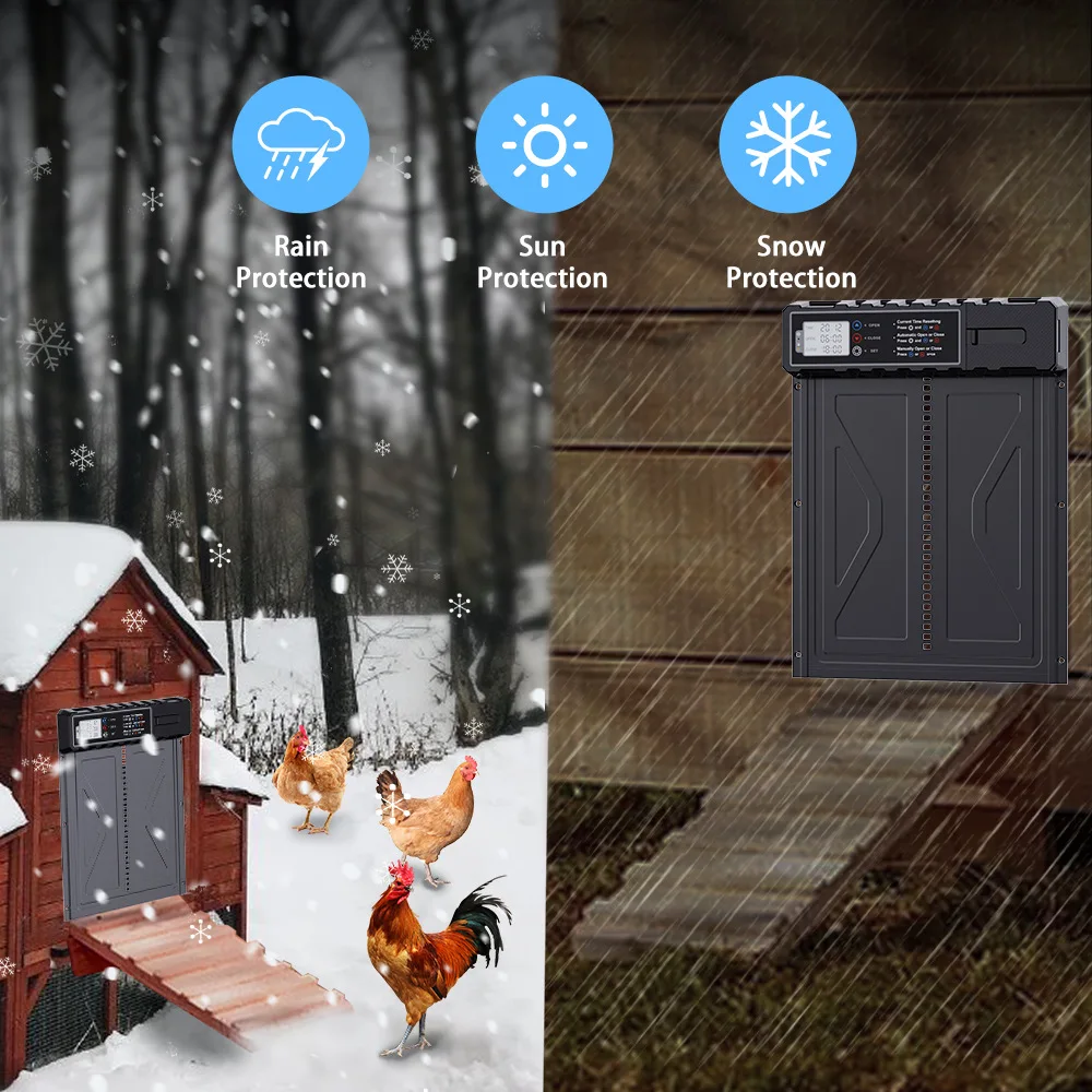 Porta de inducción automática para gallinero temporizado, aleación de aluminio con pantalla de visualización, puerta eléctrica para gallinero Solar, productos para mascotas - imagen 3