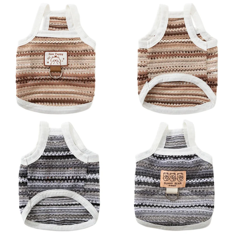 Chaleco a rayas de malla para perro y gato con anilla D – Ropa verano - imagen 4