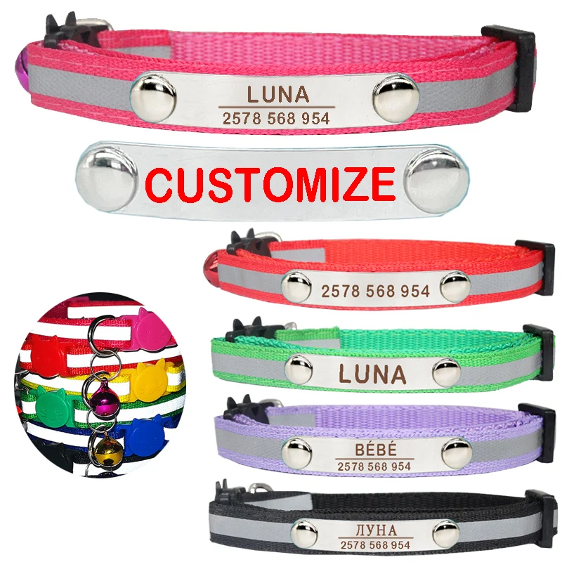 Collar reflectante para gatos con ID – Hebilla ajustable