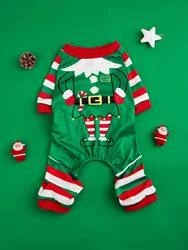 Pijama Papá Noel para perro y gato – Mono suave de rayas