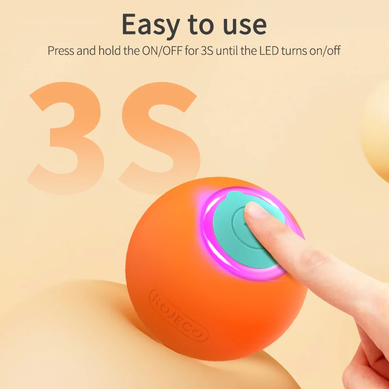 ROJECO Smart Interactive Cat Bouncing Ball Active Rolling Ball For Dog Rechargeable Automatic Rotating Moving Balls For Cat Game - imagen 4