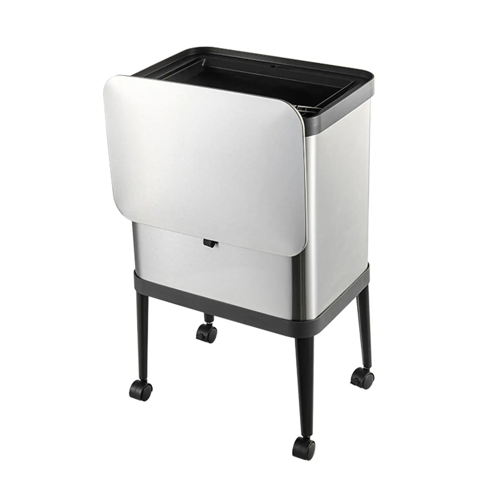 Bote de basura de 15L eficiente con tapa, moderno, resistente con ruedas, fácil de limpiar, estable, de gran capacidad, cubo de basura - imagen 4