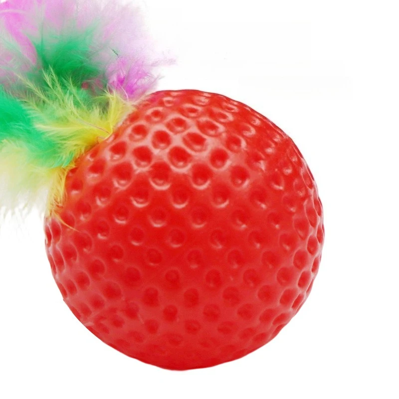 Pelota interactiva para gatos con sonido y plumas, juguete colorido para gatitos para jugar y hacer ejercicio, juguetes para mascotas oxidantes para gatos de interior - imagen 3