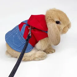 Disfraz de conejo vaquero con arnés y correa para perros, gatos mini