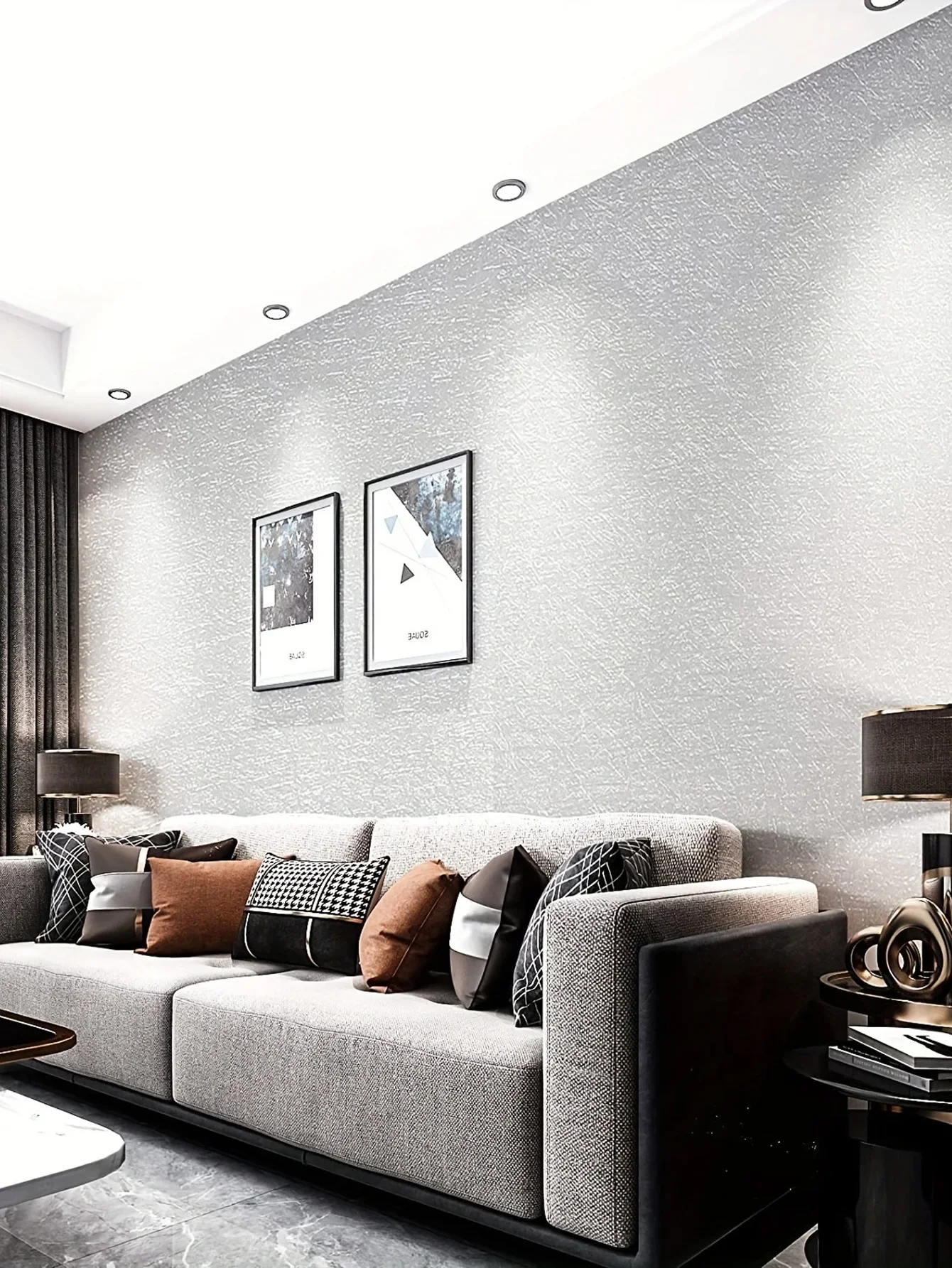 1 rollo de papel tapiz autoadhesivo, papel de contacto autoadhesivo con textura de seda gris plateado, pelar y pegar inmediatamente, papel tapiz impermeable y extraíble para sala de estar, cocina, dormitorio, dormitorio, papel tapiz de renovación de muebles, papel tapiz estético de otoño - imagen 4