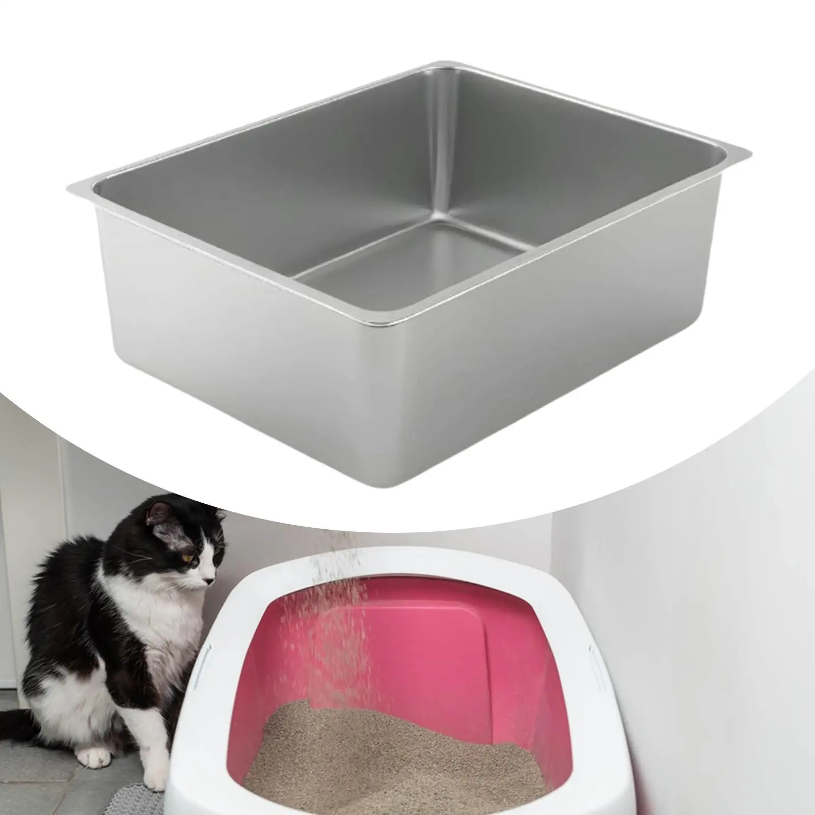 Cat Litter Box Catering Food Pan Cat Toilet High Sided Kitten Open Potty Pan
