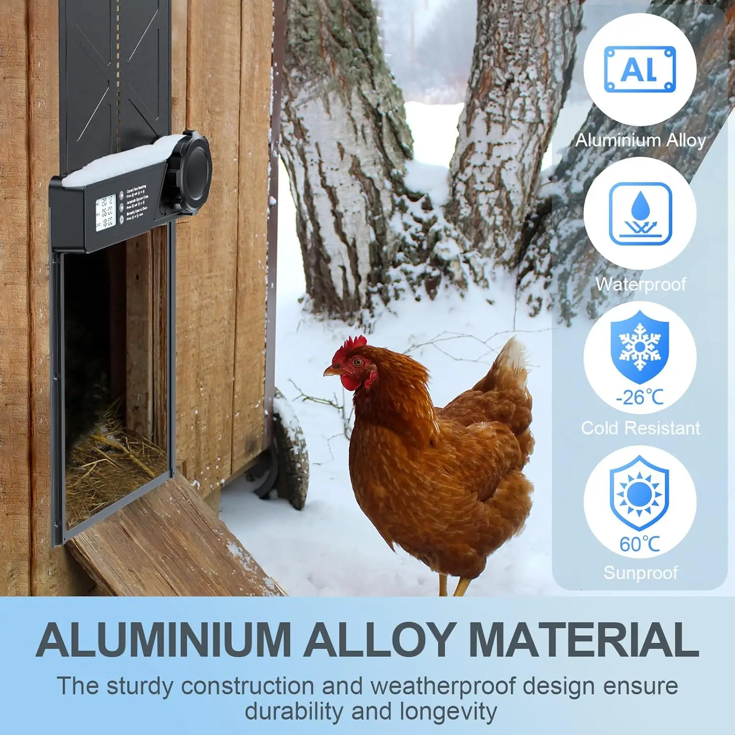Puerta automática para gallinero con temporizador LCD - imagen 4