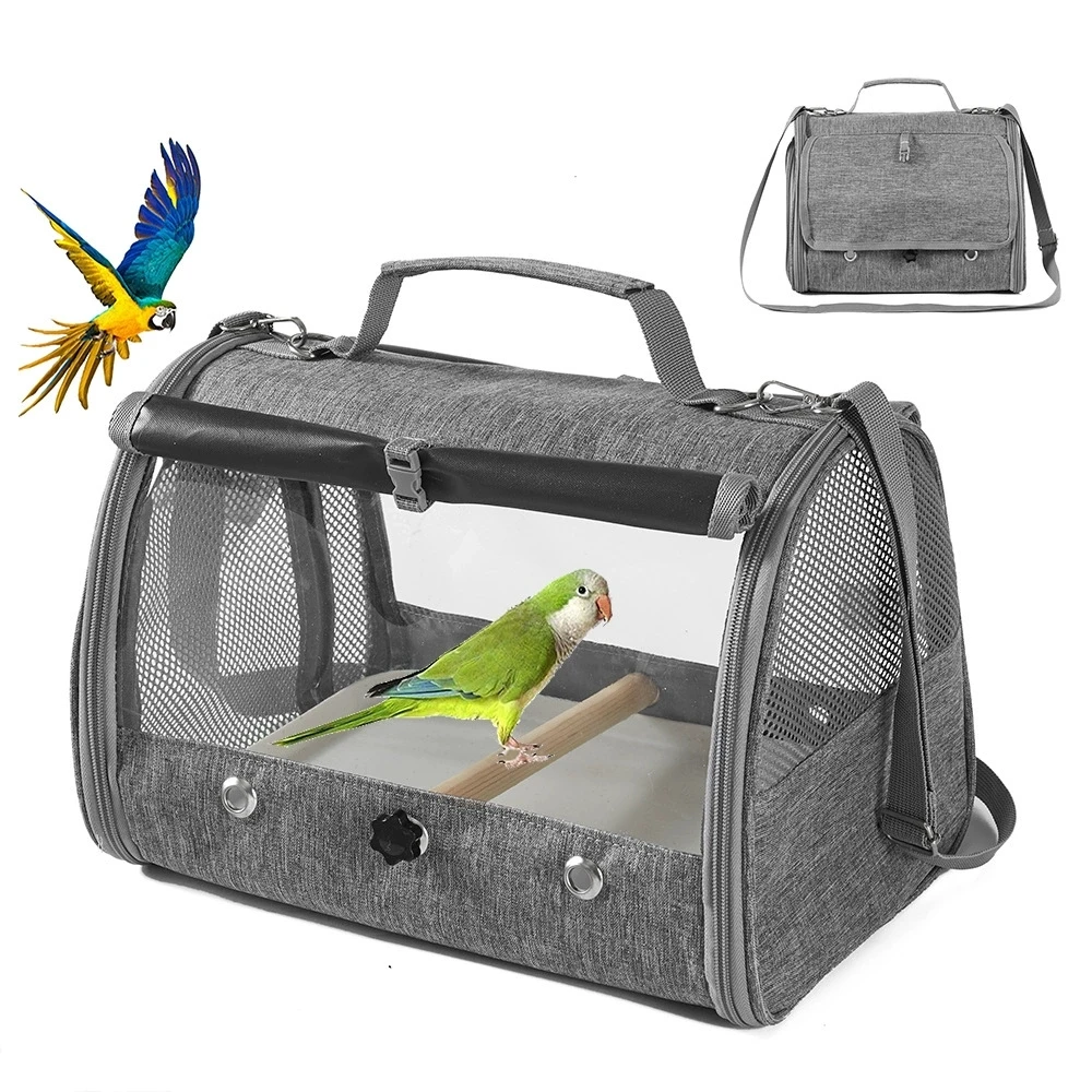 Mochila de viaje para pájaros, transparente, mediano, para loros, portátil, ventilada, para exteriores, jaula para mascotas, palomas, hámster, topo, Animal PEQUEÑO - imagen 2