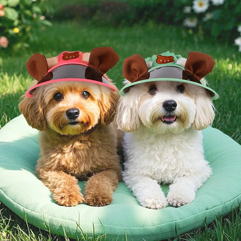 Gorros ajustables para perros, gorros para mascotas al aire libre para gatos, perros pequeños y medianos, visera para cachorros de verano, sombrero con agujeros para las orejas, accesorios para perros - imagen 2