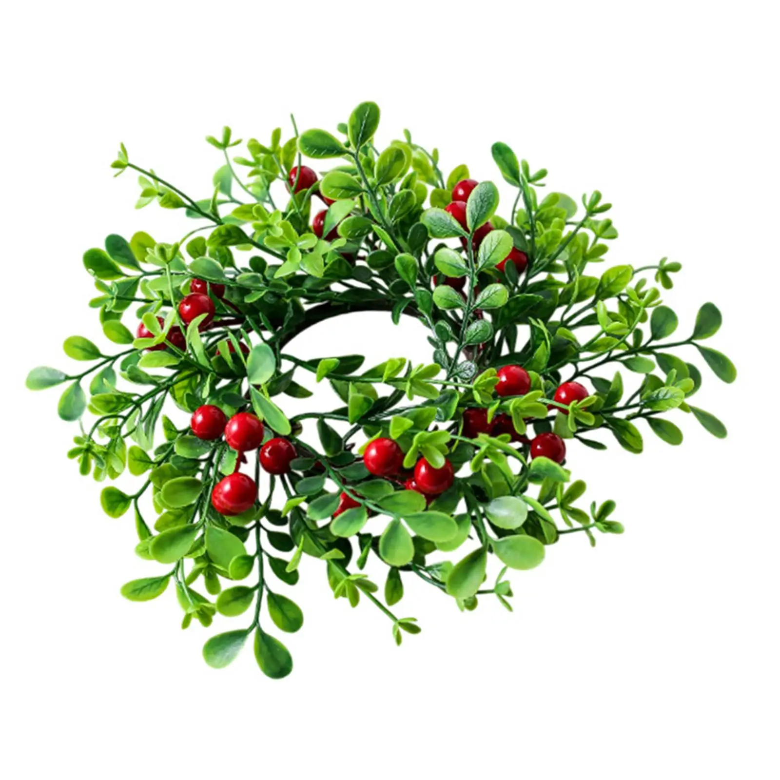 Christmas Candle Ring, Dining Chairs Kitchen Gift Party Farmhouse with Red Berries Round Candle Garland Table Centerpiece Decor