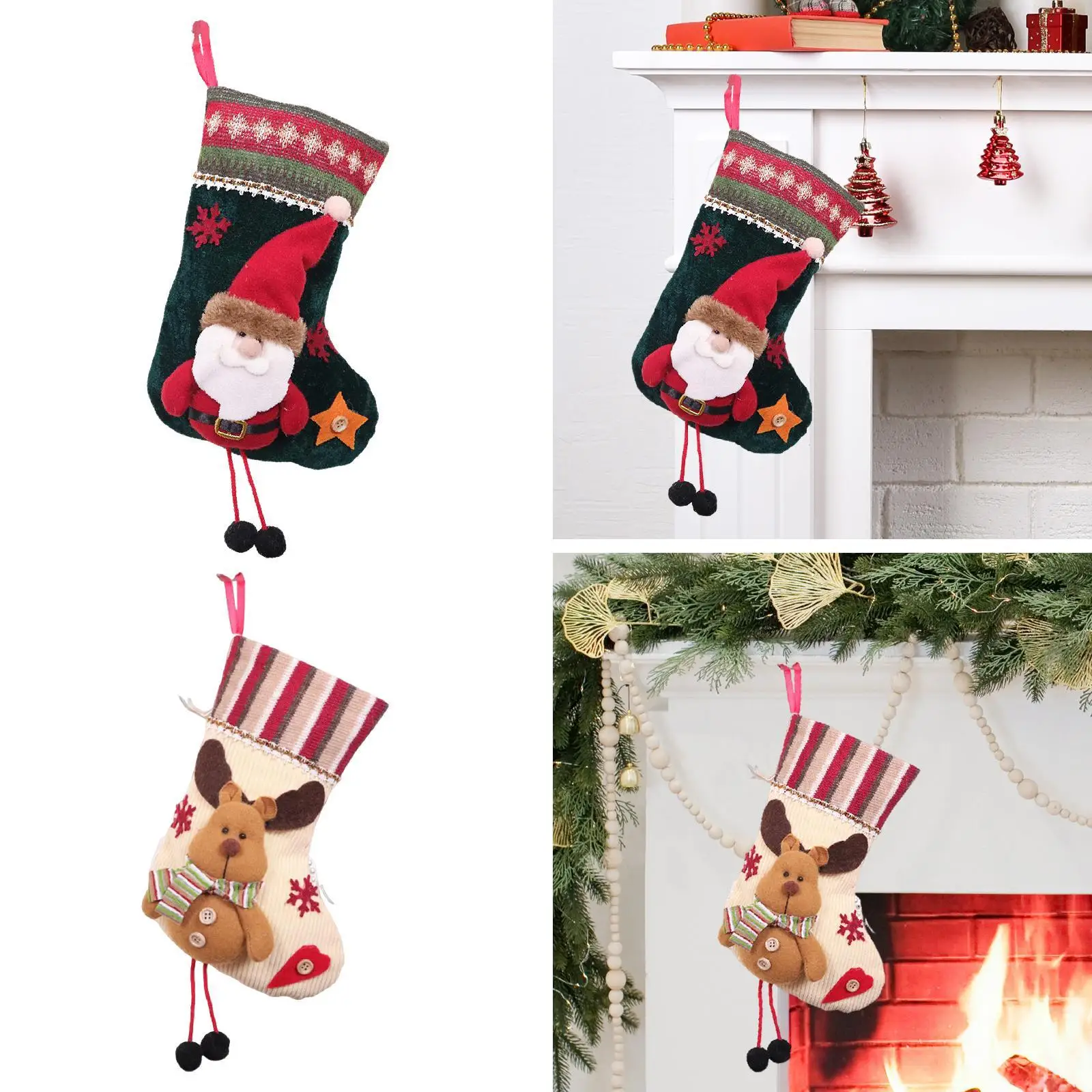 Christmas Stocking Pendant Rustic Treat Bag Christmas Decoration Hanging