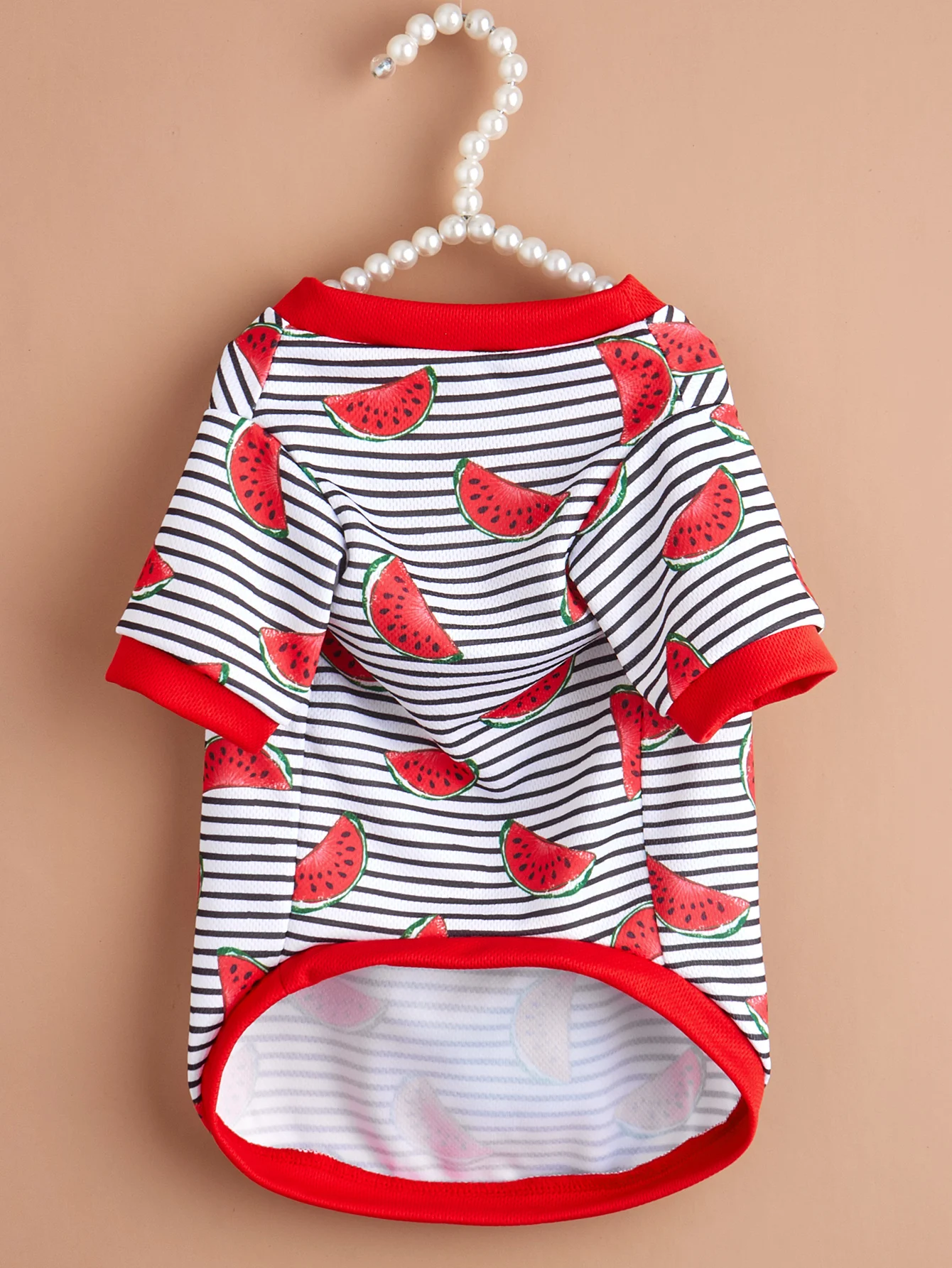 Camiseta a rayas con estampado de sandía para perro y gato, ropa fresca para mascotas, disfraz de verano - imagen 4