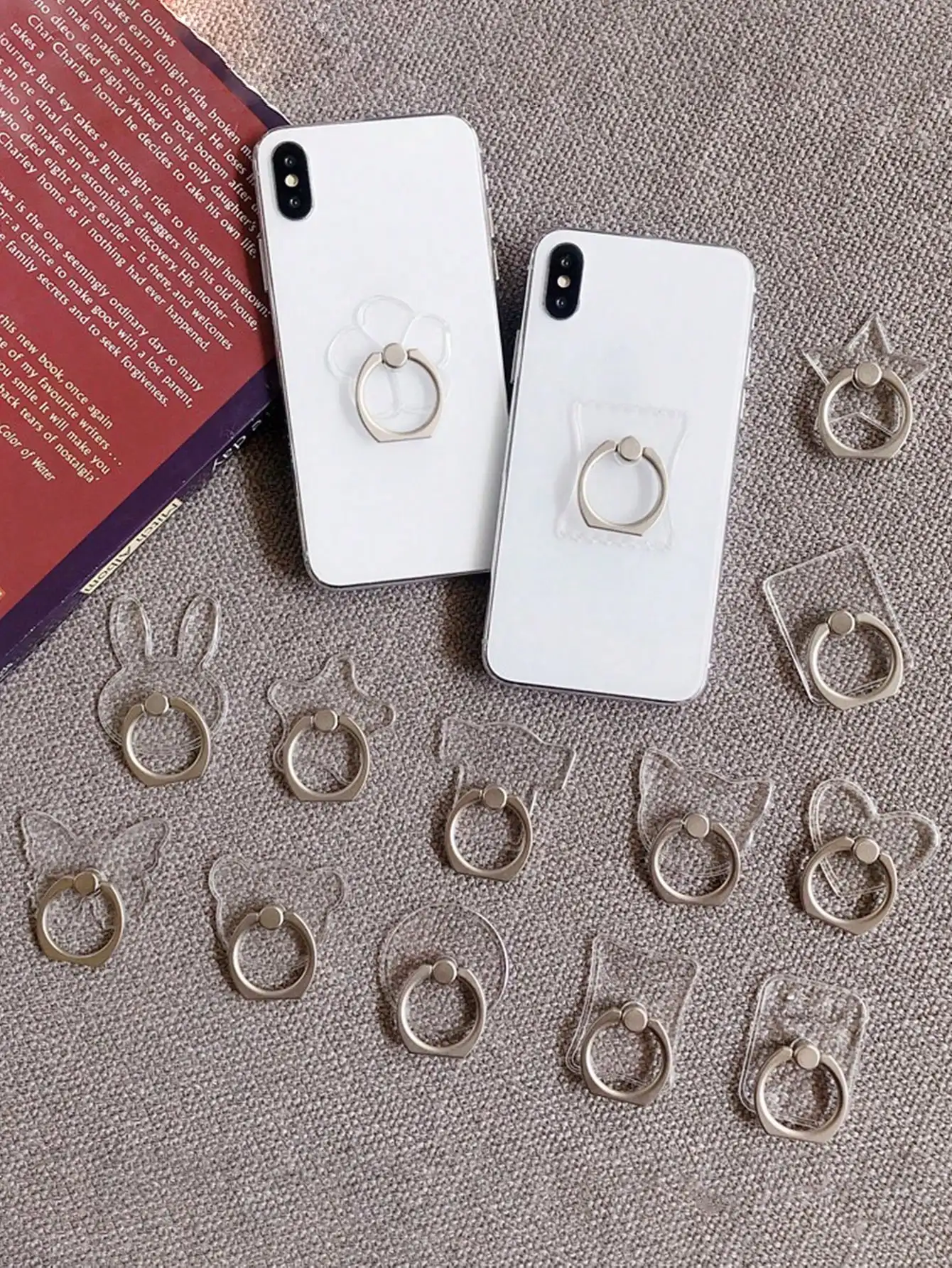 Soporte de anillo para teléfono transparente con forma aleatoria, cristal acrílico, creativo, para teléfonos inteligentes, 2 uds. - imagen 5