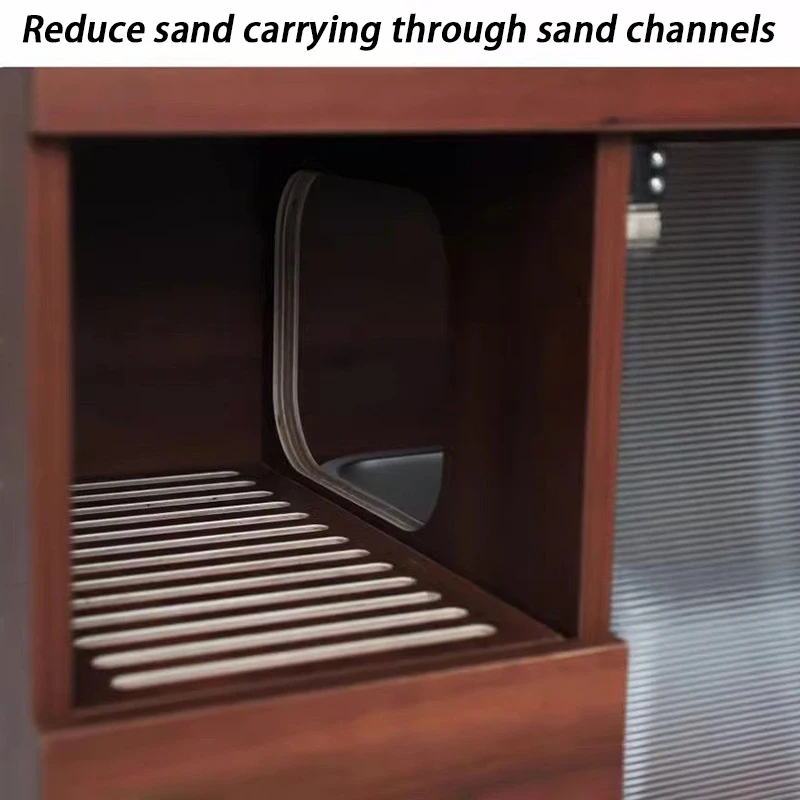 Caja de arena integrada para gatos, gabinete de almacenamiento a prueba de fugas, almacenamiento de arena, inodoro para gatos, sartenes cerradas de acero inoxidable, suministros para mascotas - imagen 4