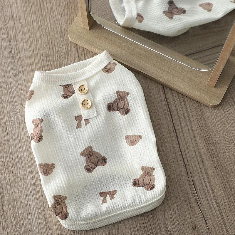 INS printemps animal de compagnie gaufre débardeur chien quatre pattes vêtements pour animaux de compagnie chat chien vêtements petit ours quatre pattes Homewear - imagen 3