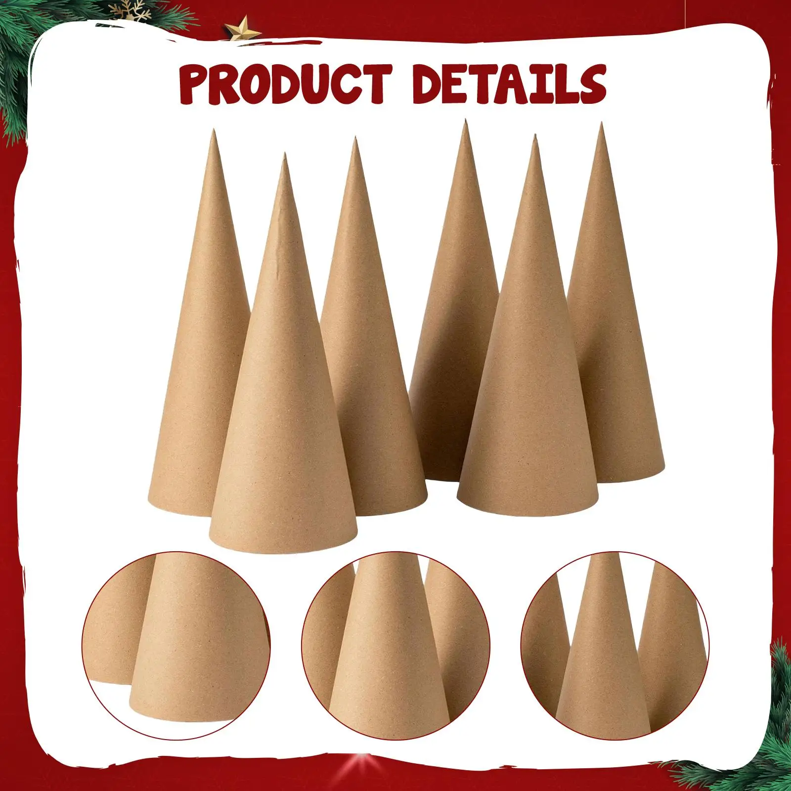 Conos de papel Kraft Mache para aula de Halloween, conos artesanales de 12 pulgadas para Navidad, hogar, proyectos de arte DIY, álbum de recortes de oficina, 6 uds. - imagen 5