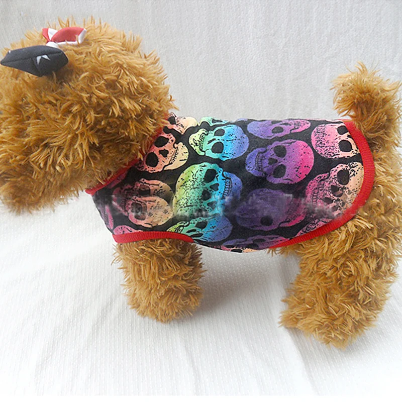 Chaleco de verano para mascotas, camiseta de esqueleto de dibujos animados para Halloween, ropa suave para perros pequeños, medianos y grandes, novedad - imagen 5