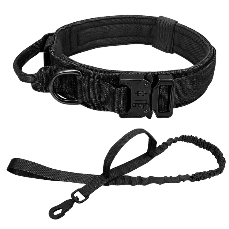Collar táctico militar fuerte para perros, correa elástica duradera de nailon para entrenamiento de mascotas con mango, perros grandes, Bulldog francés - imagen 2
