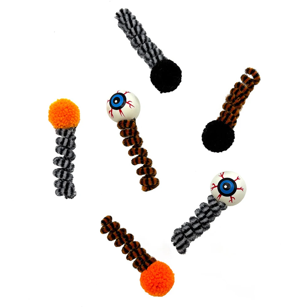 6 unids/set juguete interactivo aleatorio de rompecabezas para gatos divertido juguete interactivo con forma de ojos de primavera para mascotas gato gatito juguete de rompecabezas con tema de Halloween - imagen 4