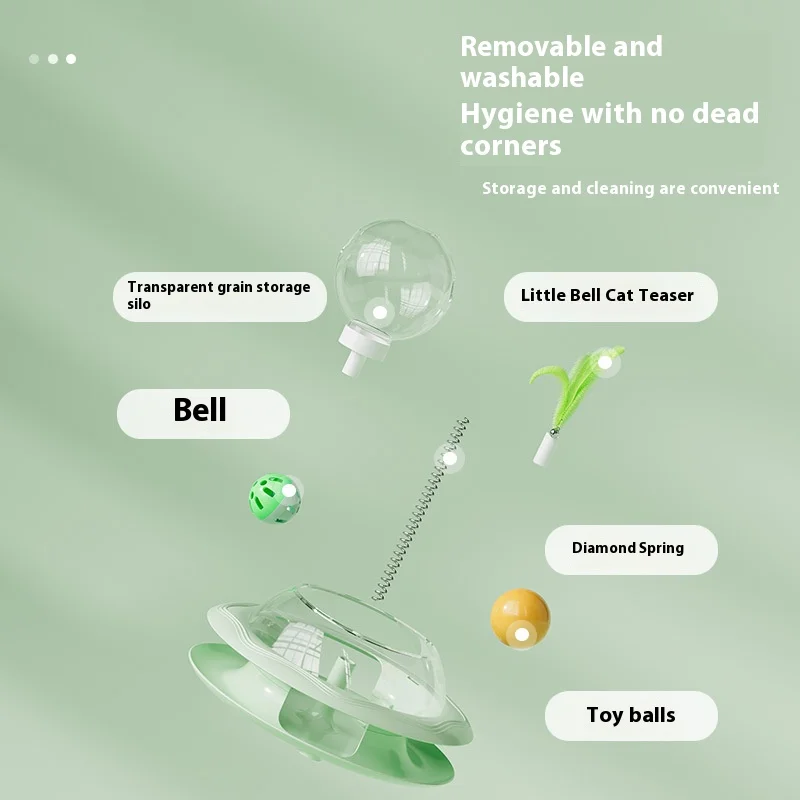 Nuevo juguete dispensador de golosinas para gatos con bola giratoria, alimentador de rompecabezas de juego automático, rompecabezas de plumas reemplazable, alivio del aburrimiento - imagen 4