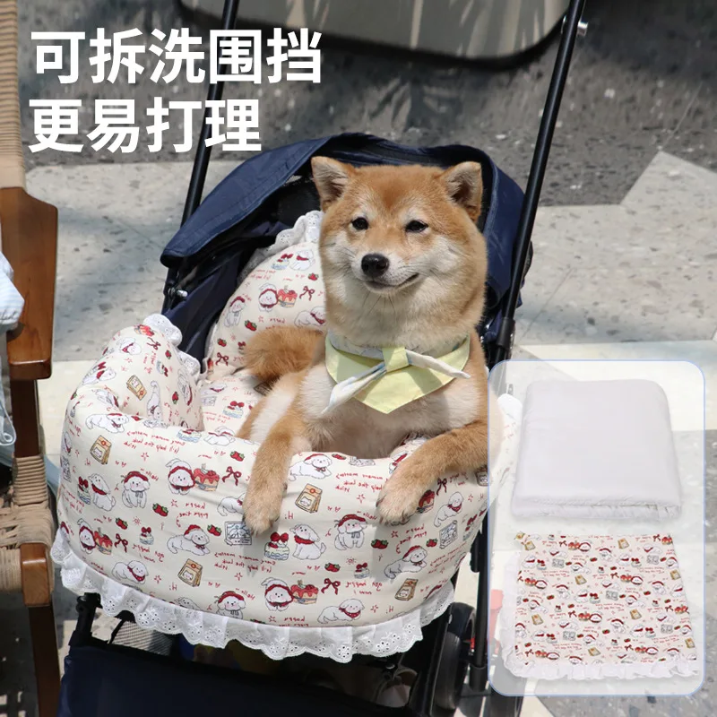 Cojín para carrito de mascotas, funda de almohada, juego de tres piezas de algodón puro, grueso, cálido y antisuciedad, almohadilla para nido de gato y perro pequeño, almohadilla para jaula