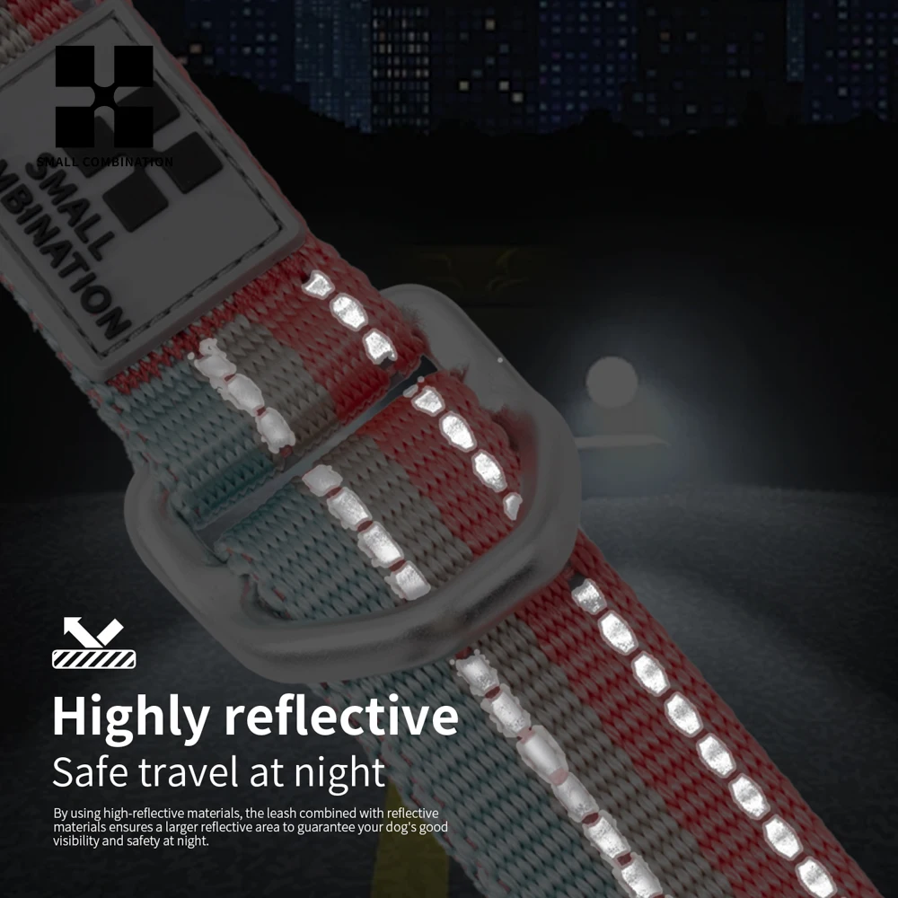 Correa reflectante para perros de combinación PEQUEÑA para perros pequeños a grandes, nailon ajustable, sin tirones, correa para mascotas, entrenamiento para caminar al aire libre - imagen 3