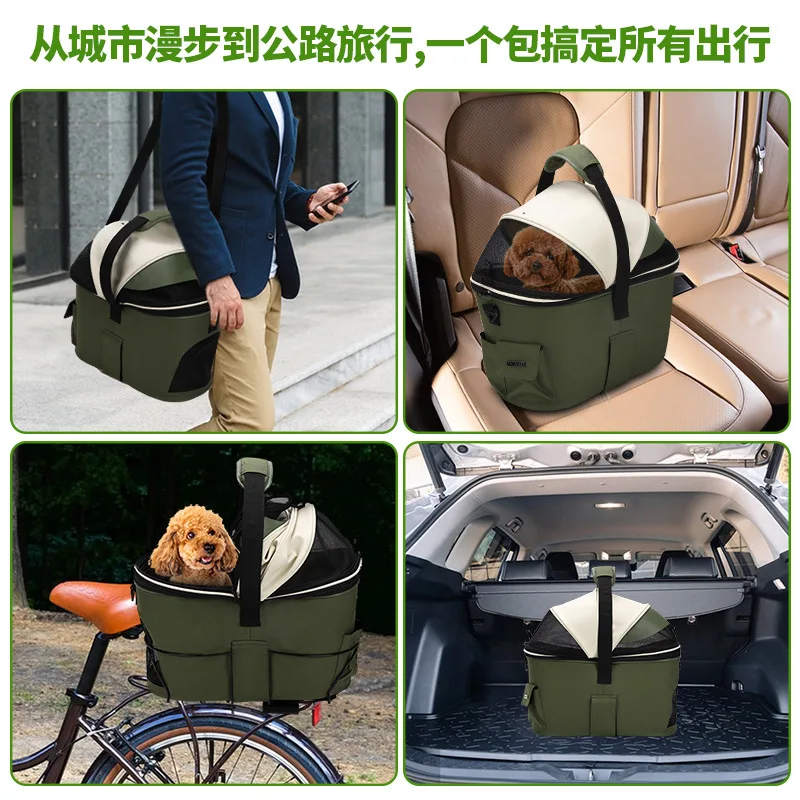 Cesta para mascotas para ciclismo, bolsa portátil trasera para gatos y perros, bolsa transportadora de seguridad transpirable para mascotas, suministros para perros - imagen 4