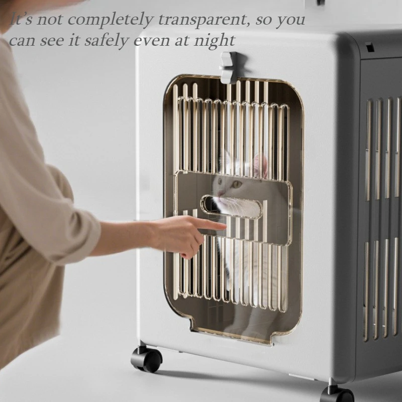 Transportín para gatos al aire libre con rueda, mango telescópico, transpirable, duradero, caja transportadora de viaje para perros pequeños, bolsa grande transparente para mascotas - imagen 3