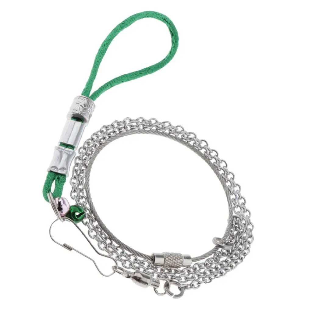 2 Pieces Stainless Steel Bird Supplies Parrot Neck Rope + Foot Chain, Conducive