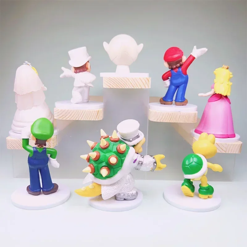 8 Uds Super Marios Bros Anime figura de acción juguete tema de boda modelo de dibujos animados muñecas Luigi princesa melocotón Bowser Boo juguetes regalos para niños - imagen 4