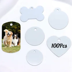 Venta al por mayor, 100 Uds., etiqueta de aluminio personalizable DIY, sublimación, llavero blanco en blanco, colgante, accesorios personalizados antipérdida