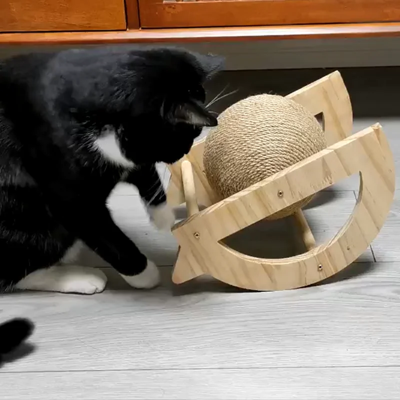 Juguete para mascotas, pelota de sisal para rascar, juguete masticable duradero para entretenimiento y alivio del estrés, artículo de juego para mascotas