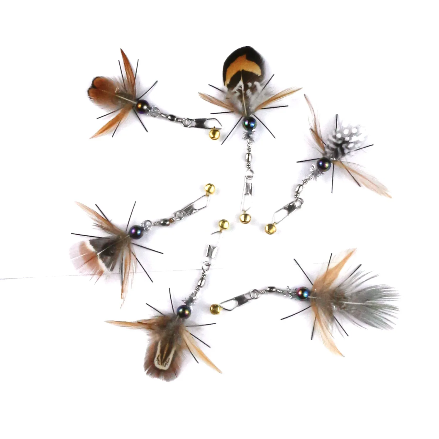 Varita de juguete para mascotas, accesorios de palo de teaser para gatos, insectos artificiales, cabezal de repuesto de pluma marrón, 3 uds./4 Uds.