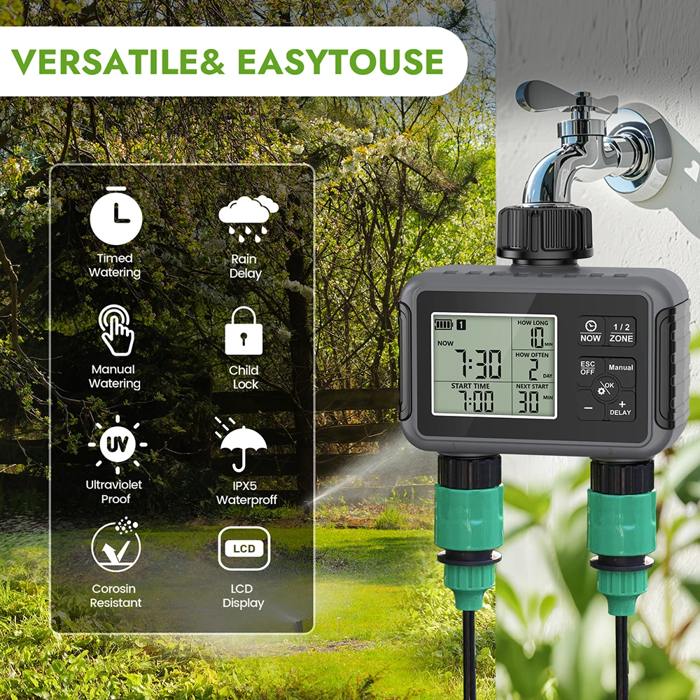 1/2/3-Outlet Irrigation Watering Timer Automatic Garden Flower Watering System Irrigation Timing Control for Lawn Greenhouse - imagen 2
