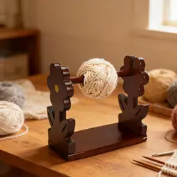 Soporte de hilo de madera inspirado en flores, organizador giratorio, accesorios de tejido de ganchillo para uso artesanal estacionario