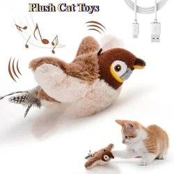 Juguete interactivo gatos pájaro eléctrico con hierba gatera táctil USB