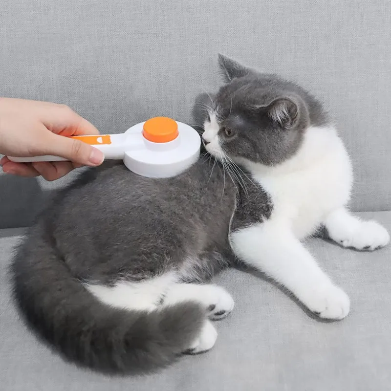Peine para perros y gatos, cepillo de masaje autolimpiante, cepillo de pelo largo para mascotas, un botón - imagen 3